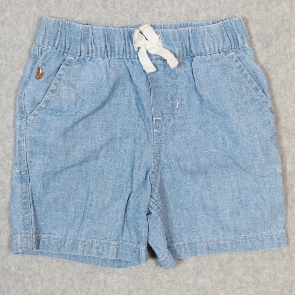 Ralph Lauren Chambray Shorts Cotton Elastic Waist 18M Baby Boy Blue